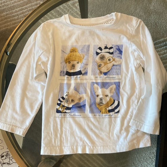 Mayoral 3T (36M-98cm) White Long Sleeve Tee with French Bulldog pictures. - Picture 1 of 3